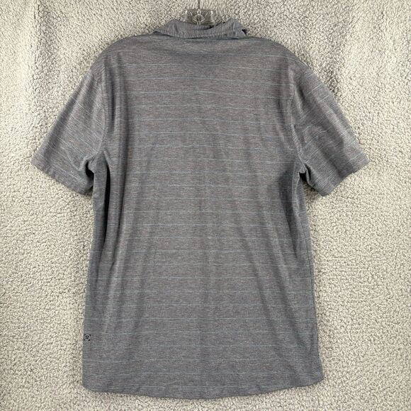 Lululemon Mens Large L Grey Blue Polo Evolution Performance Short Sleeve Striped - Picture 6 of 7